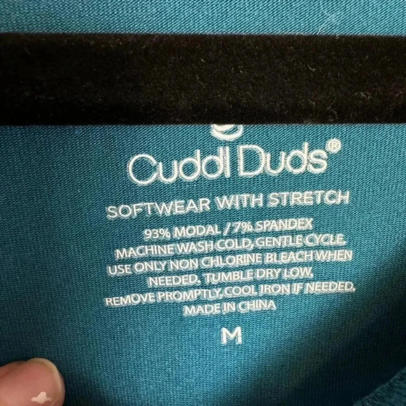 Cuddl Duds teal long sleeve asymmetrical hemline tunic size medium P17 - Picture 2 of 3